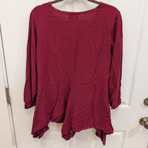 Holy Clothing Dark Red Flowy Tunic Top - Picture 5 of 5